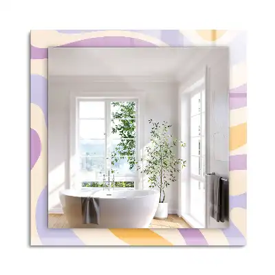 Oglindă dreptunghiulară de perete cu modele abstracte colorate
