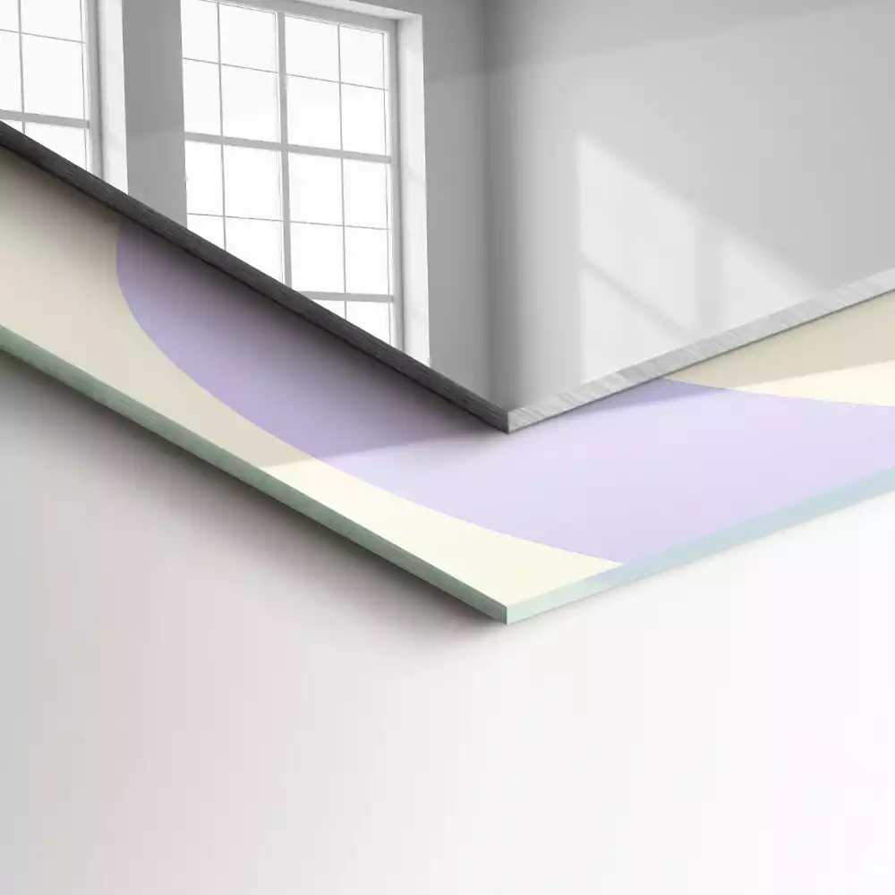 Oglindă dreptunghiulară de perete cu modele abstracte colorate