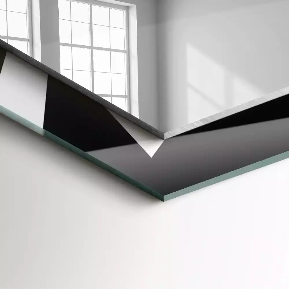 Oglindă dreptunghiulară cu ramă cu imprimeu geometric alb-negru