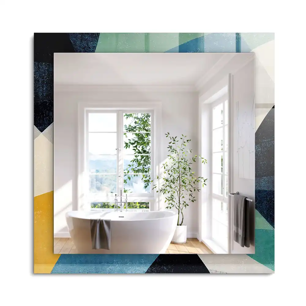 Oglindă dreptunghiulară cu imprimeu abstract colorat