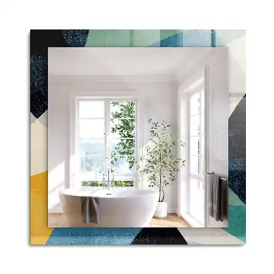 Oglindă dreptunghiulară cu imprimeu abstract colorat