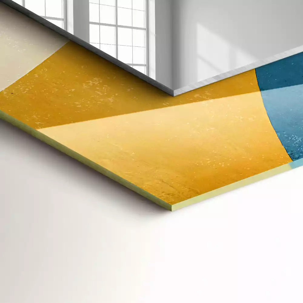 Oglindă dreptunghiulară cu imprimeu abstract colorat
