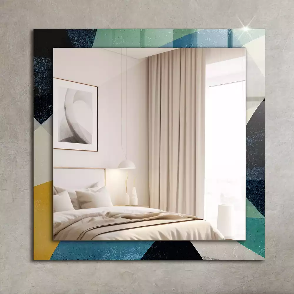 Oglindă dreptunghiulară cu imprimeu abstract colorat