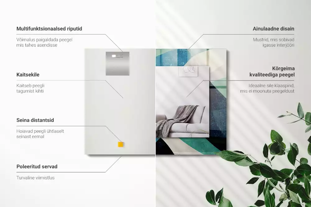 Oglindă dreptunghiulară cu imprimeu abstract colorat