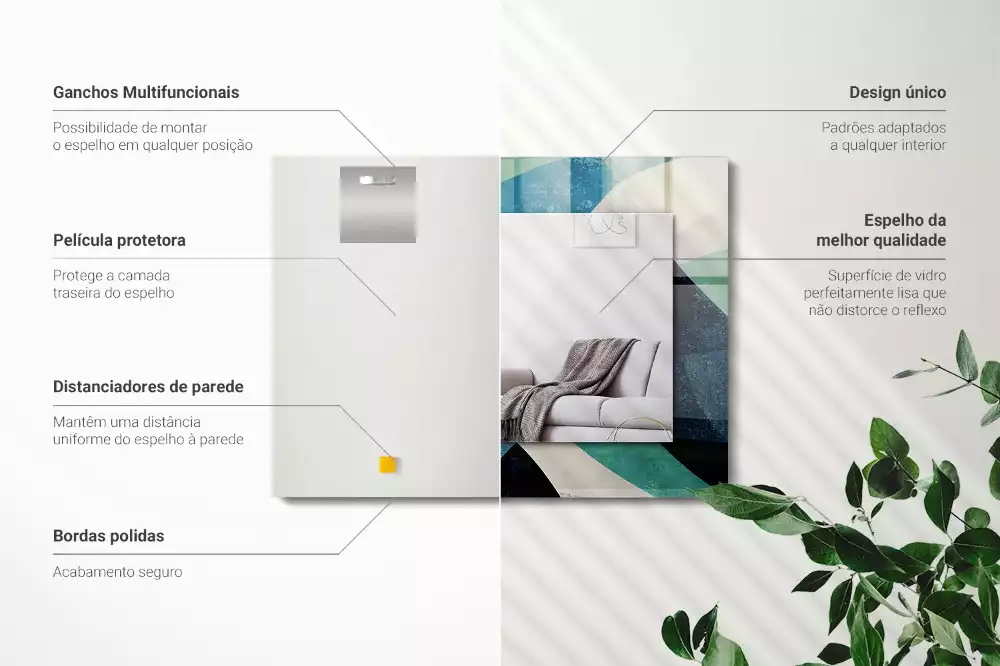 Oglindă dreptunghiulară cu imprimeu abstract colorat