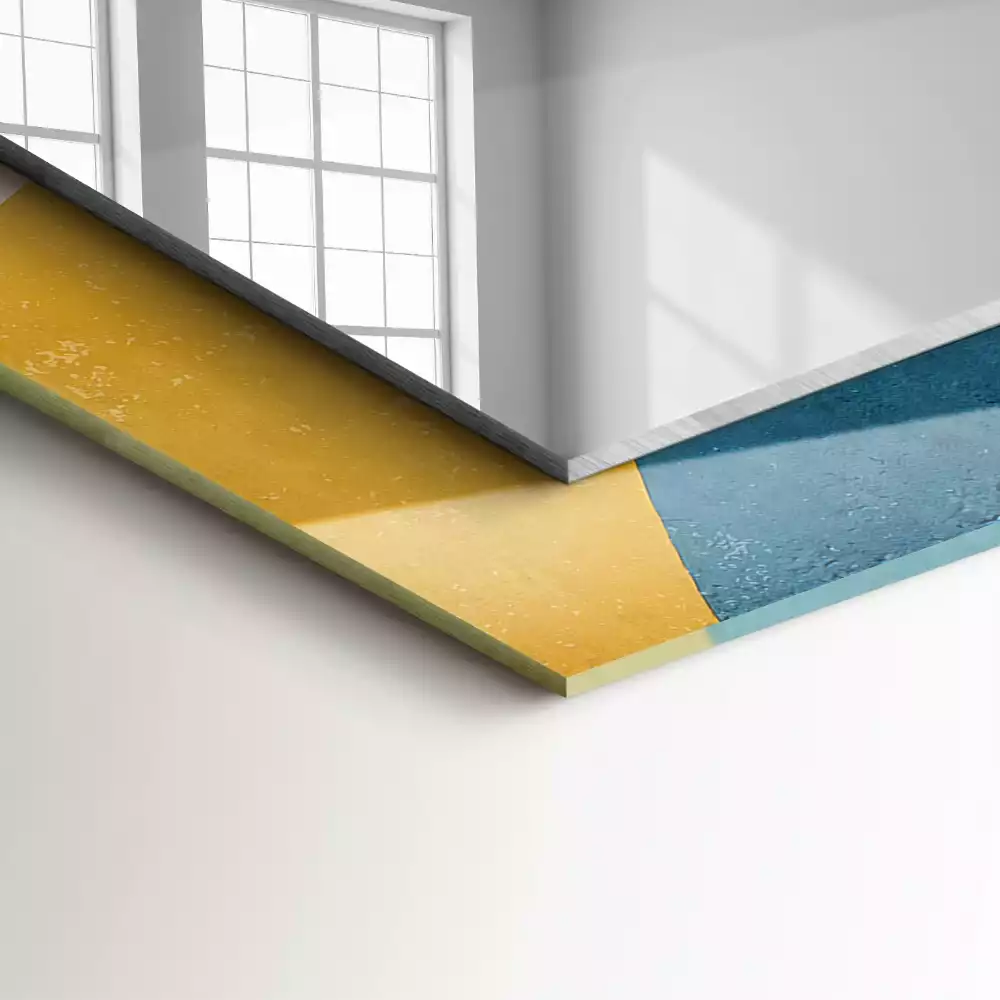 Oglindă dreptunghiulară cu imprimeu abstract colorat
