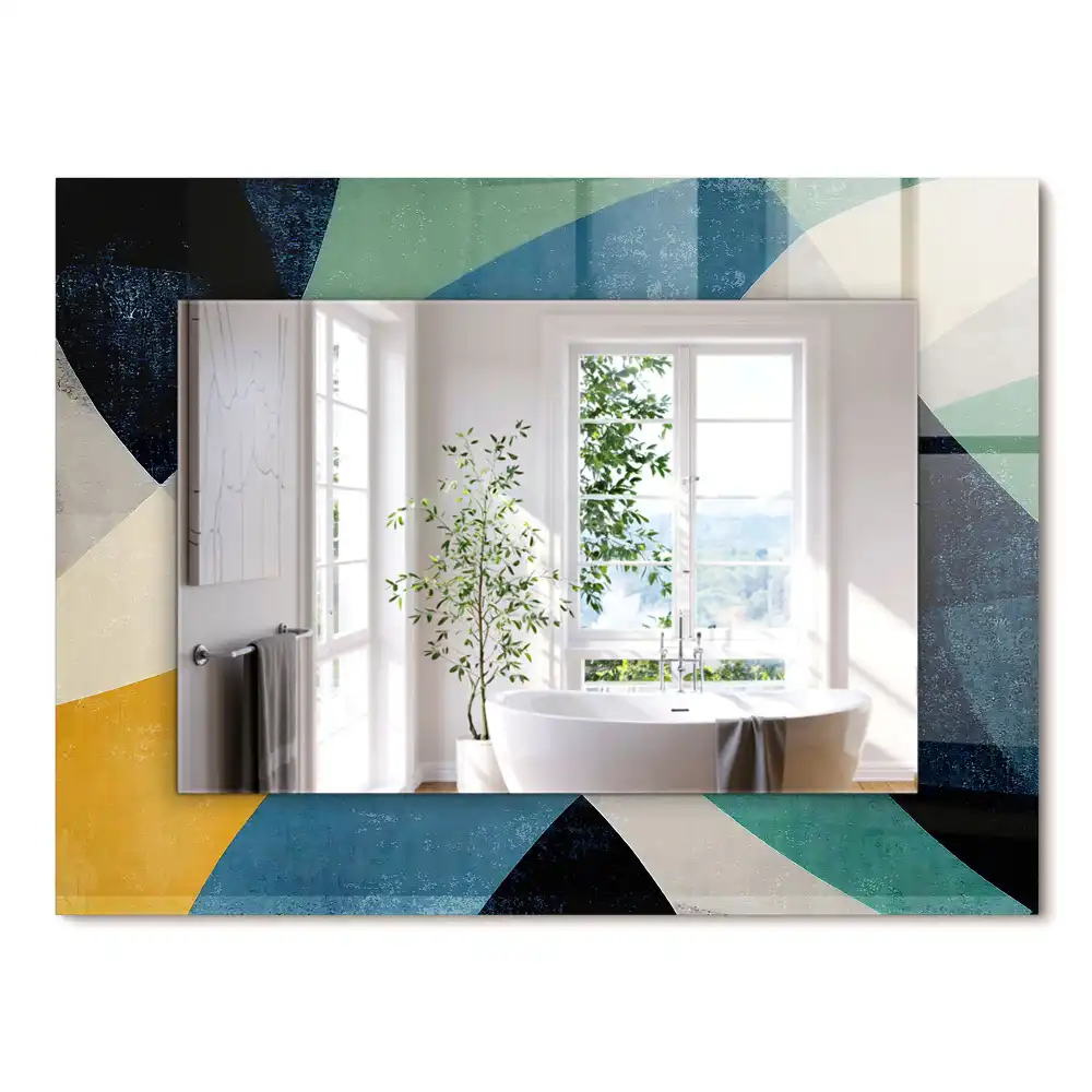 Oglindă dreptunghiulară cu imprimeu abstract colorat