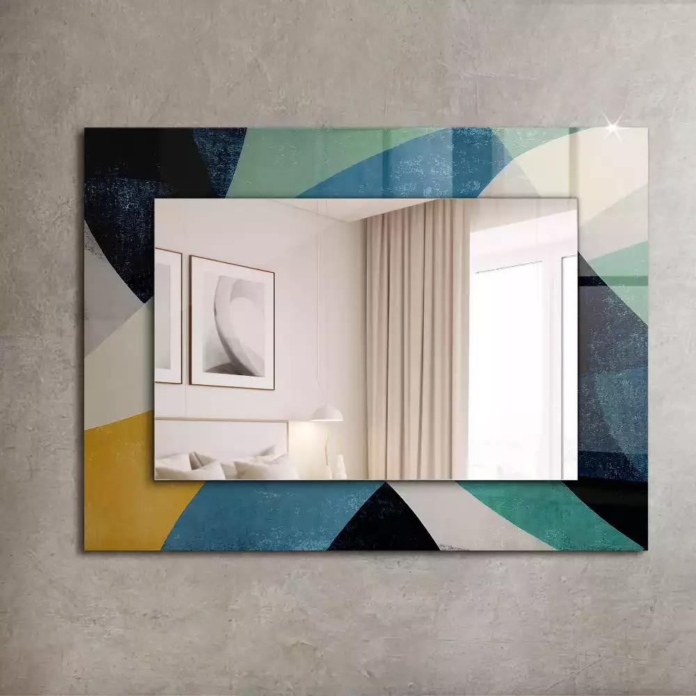 Oglindă dreptunghiulară cu imprimeu abstract colorat