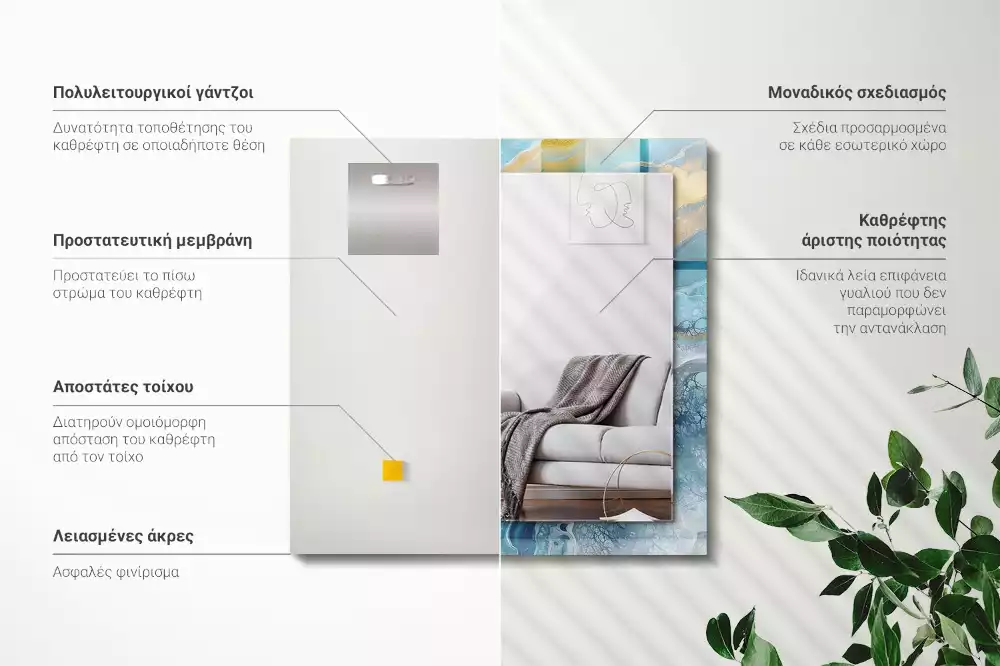 Oglindă dreptunghiulară decorativă de perete cu ramă din rășină cu aspect de marmură abstractă