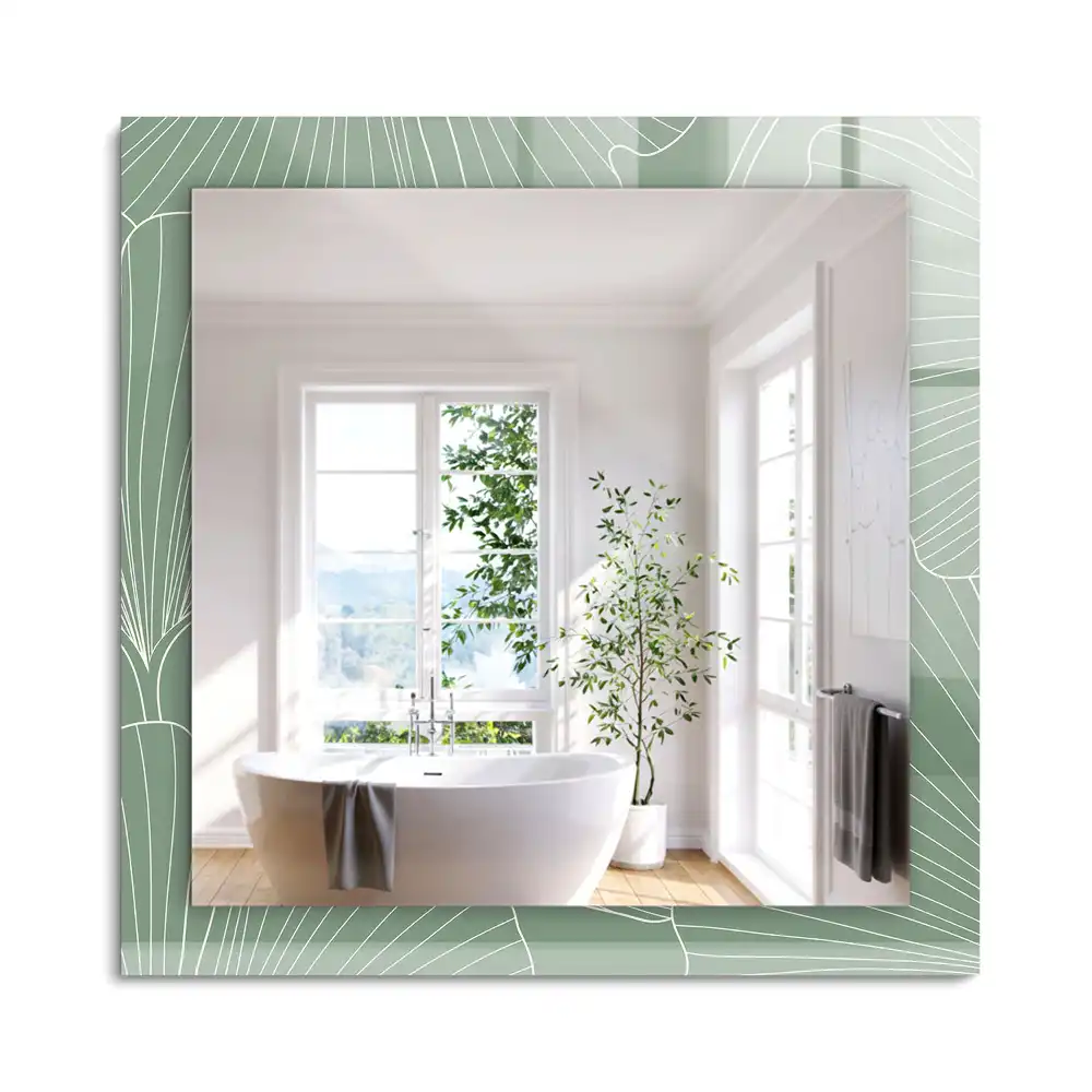 Oglindă decorativă dreptunghiulară cu frunze de ginkgo