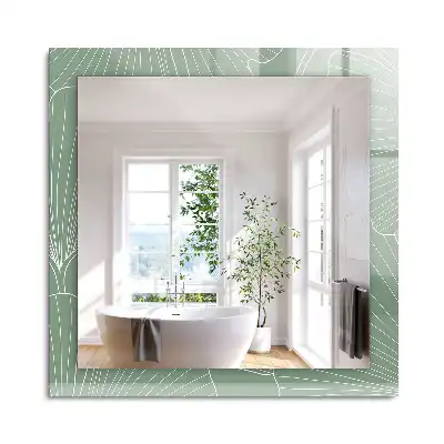 Oglindă decorativă dreptunghiulară cu frunze de ginkgo