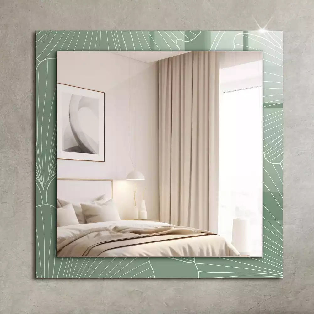 Oglindă decorativă dreptunghiulară cu frunze de ginkgo