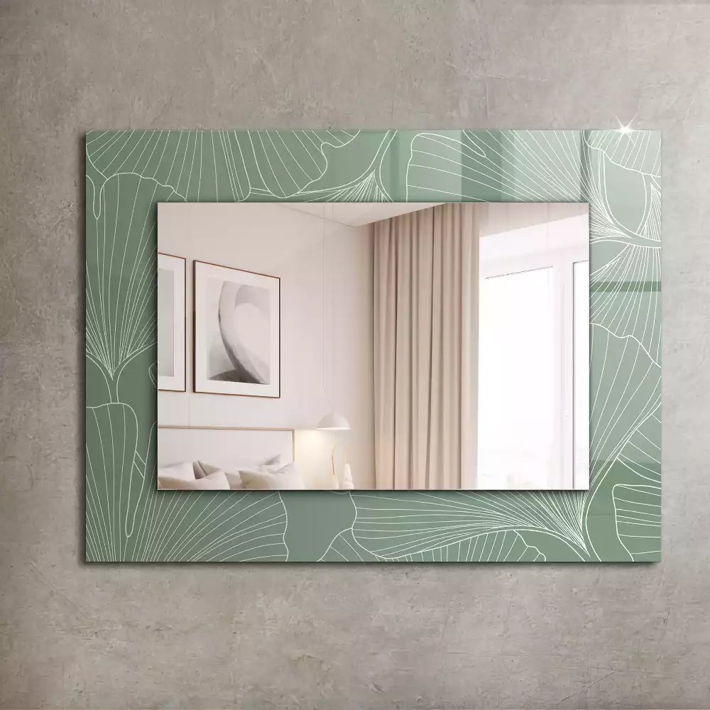 Oglindă decorativă dreptunghiulară cu frunze de ginkgo