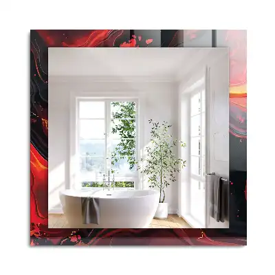 Oglindă dreptunghiulară cu ramă cu imprimeu lavă abstractă