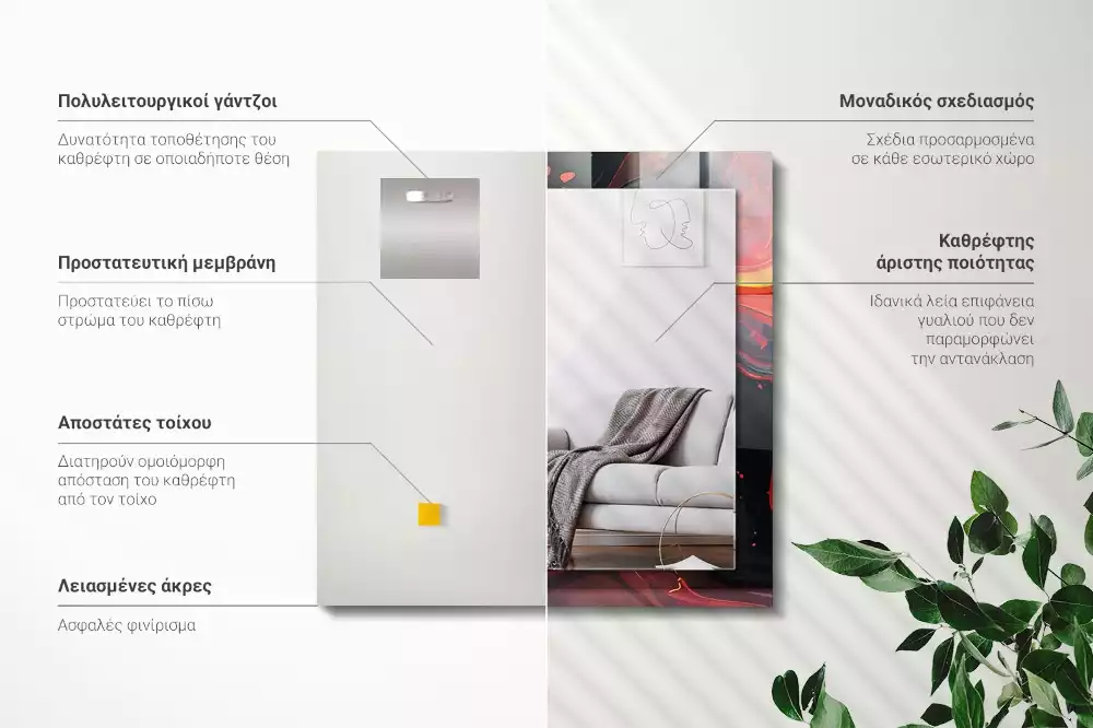 Oglindă dreptunghiulară cu ramă cu imprimeu lavă abstractă