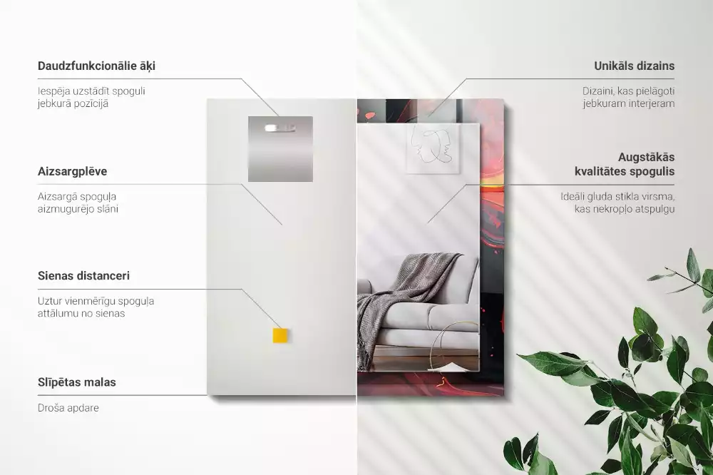 Oglindă dreptunghiulară cu ramă cu imprimeu lavă abstractă