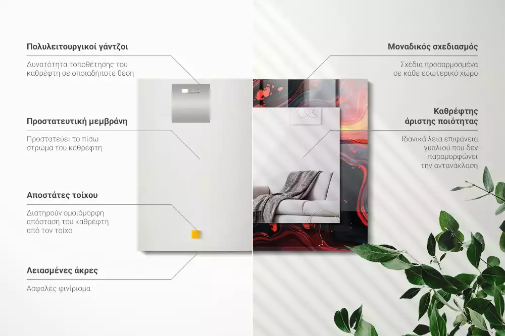 Oglindă dreptunghiulară cu ramă cu imprimeu lavă abstractă