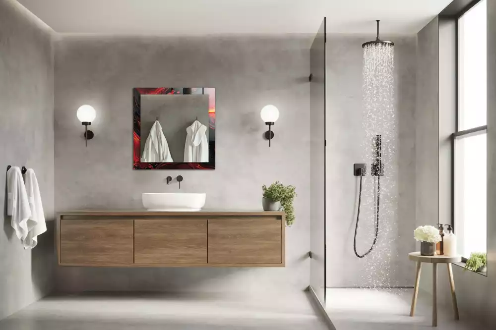 Oglindă dreptunghiulară cu ramă cu imprimeu lavă abstractă
