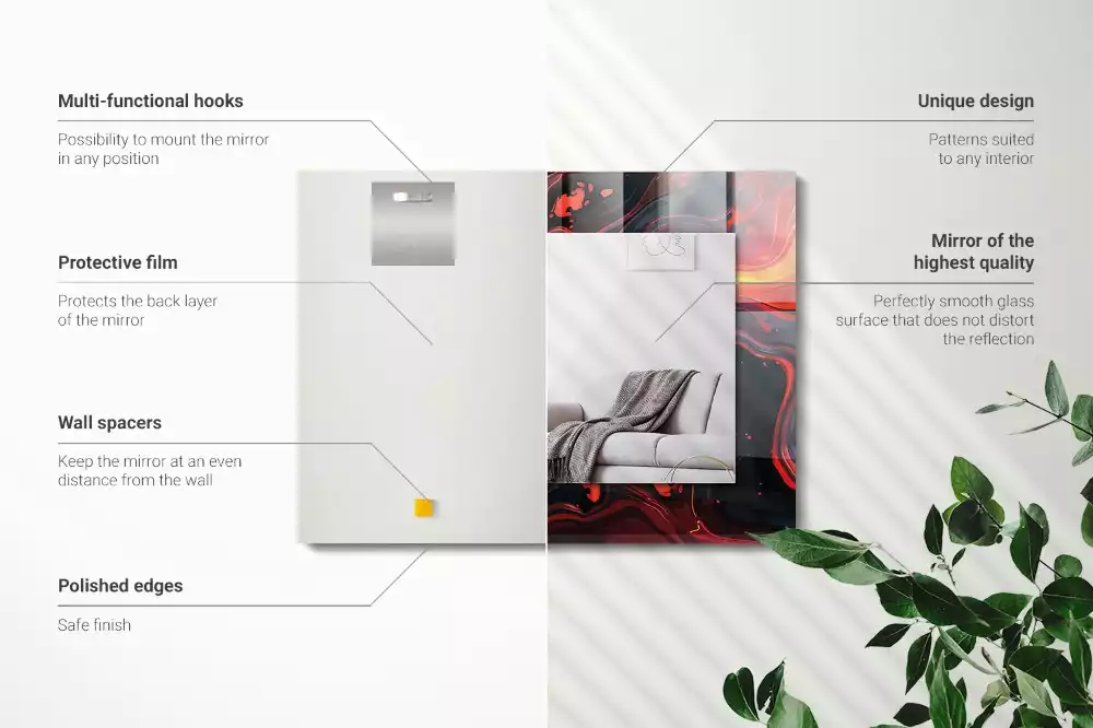 Oglindă dreptunghiulară cu ramă cu imprimeu lavă abstractă