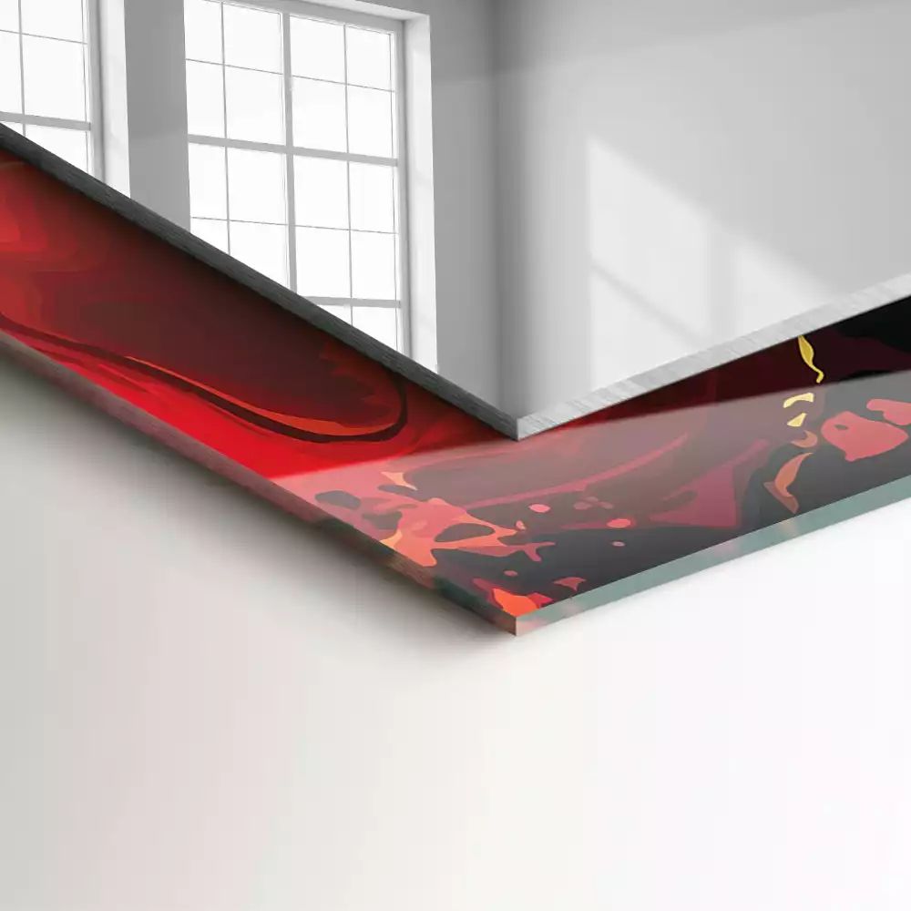 Oglindă dreptunghiulară cu ramă cu imprimeu lavă abstractă