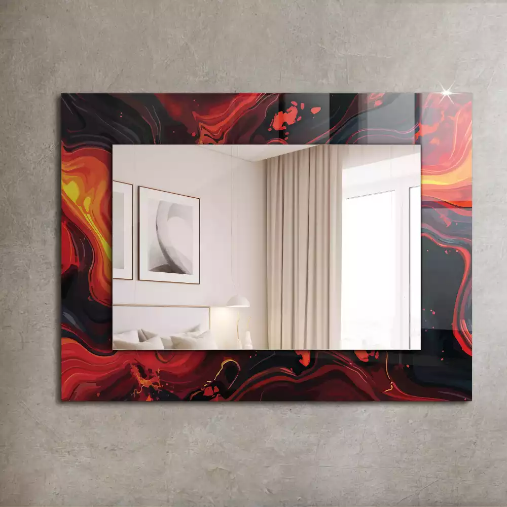 Oglindă dreptunghiulară cu ramă cu imprimeu lavă abstractă
