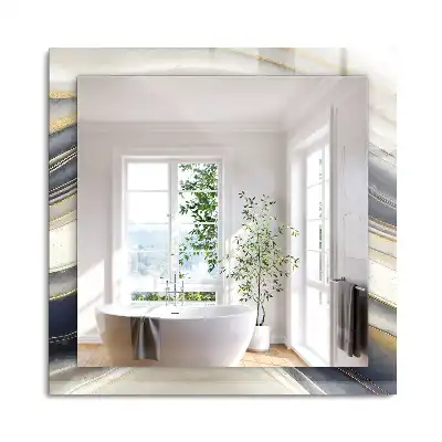 Oglindă dreptunghiulară cu decor abstract în valuri colorate