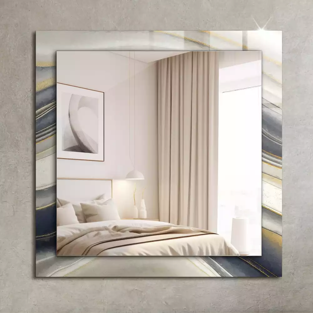 Oglindă dreptunghiulară cu decor abstract în valuri colorate