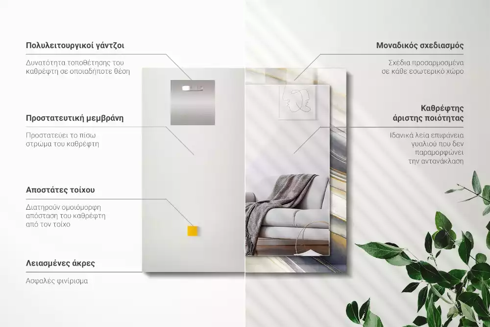 Oglindă dreptunghiulară cu decor abstract în valuri colorate