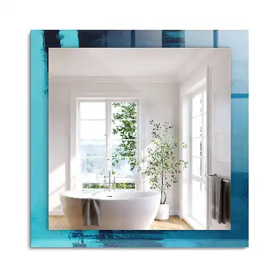 Oglindă dreptunghiulară decorativă cu design abstract albastru