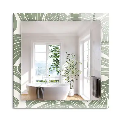 Oglindă dreptunghiulară cu ramă imprimată cu frunze de monstera