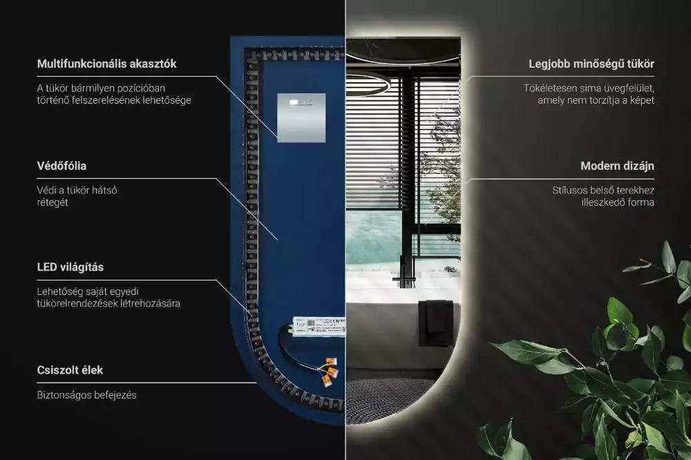 Oglindă arcadă cu iluminare LED