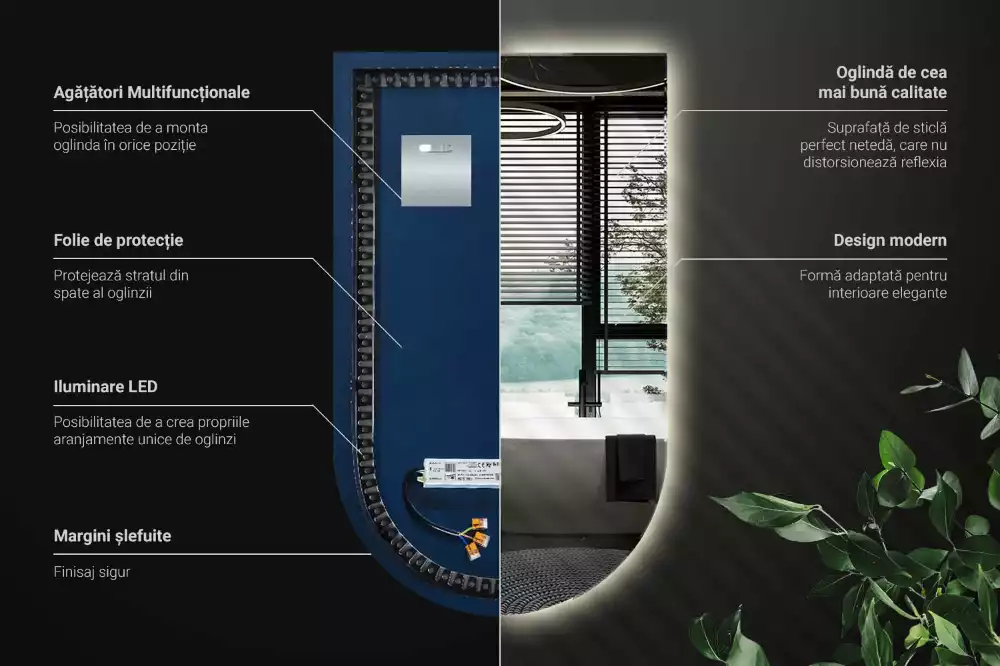 Oglindă arcadă cu iluminare LED