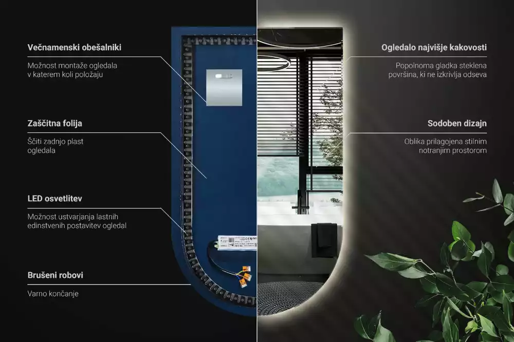 Oglindă arcadă cu iluminare LED