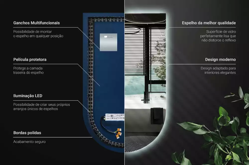 Oglindă arcadă cu iluminare LED