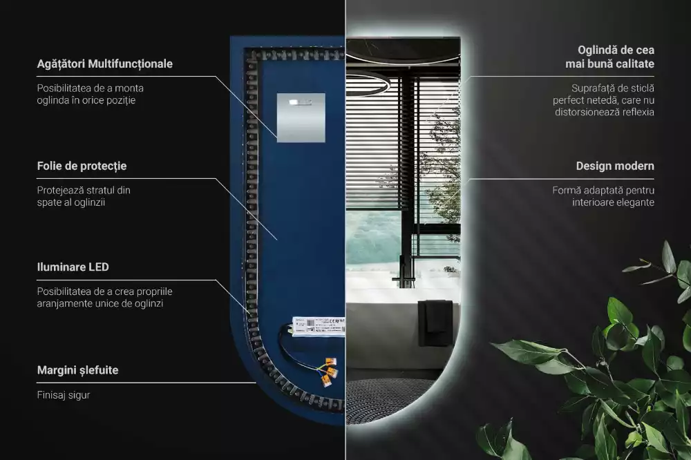 Oglindă arcadă cu iluminare LED