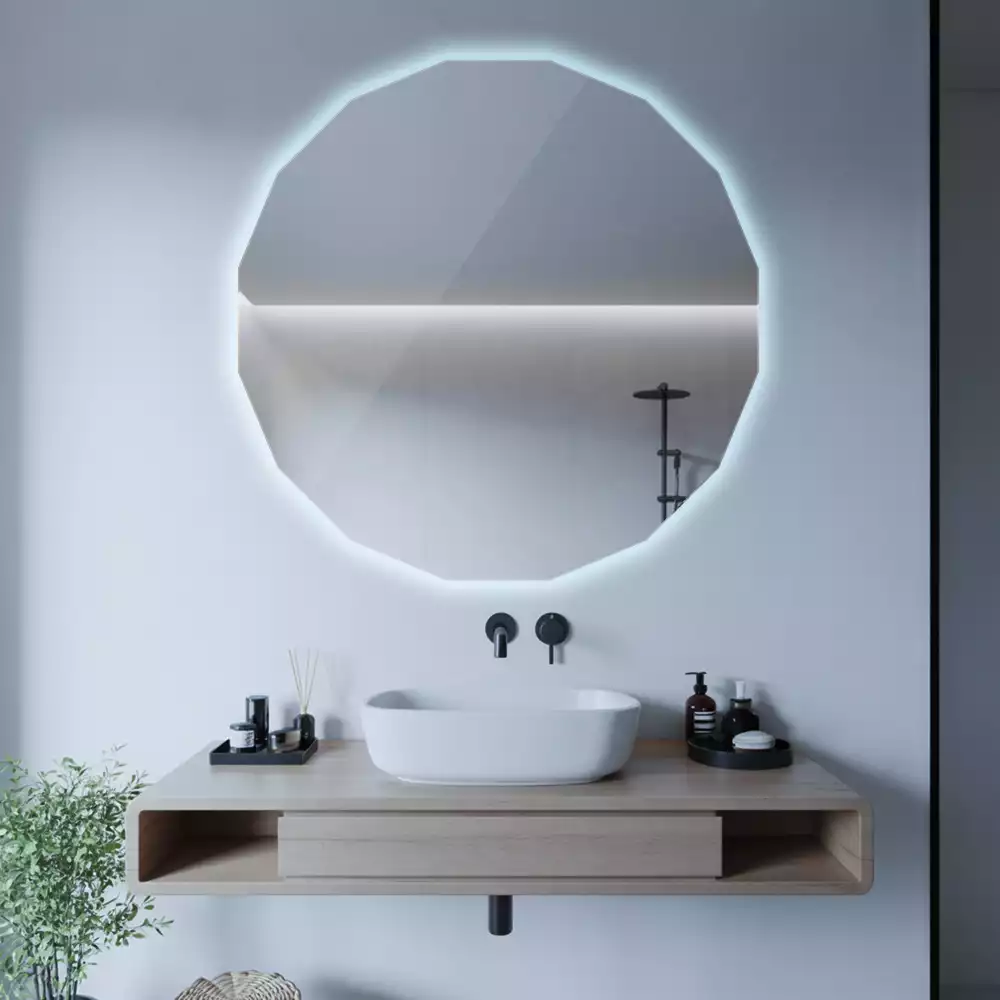 Oglindă geometrică de perete cu iluminare