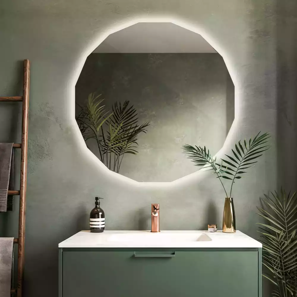 Oglindă geometrică de perete cu iluminare