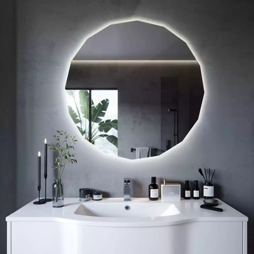 Oglindă geometrică de perete cu iluminare