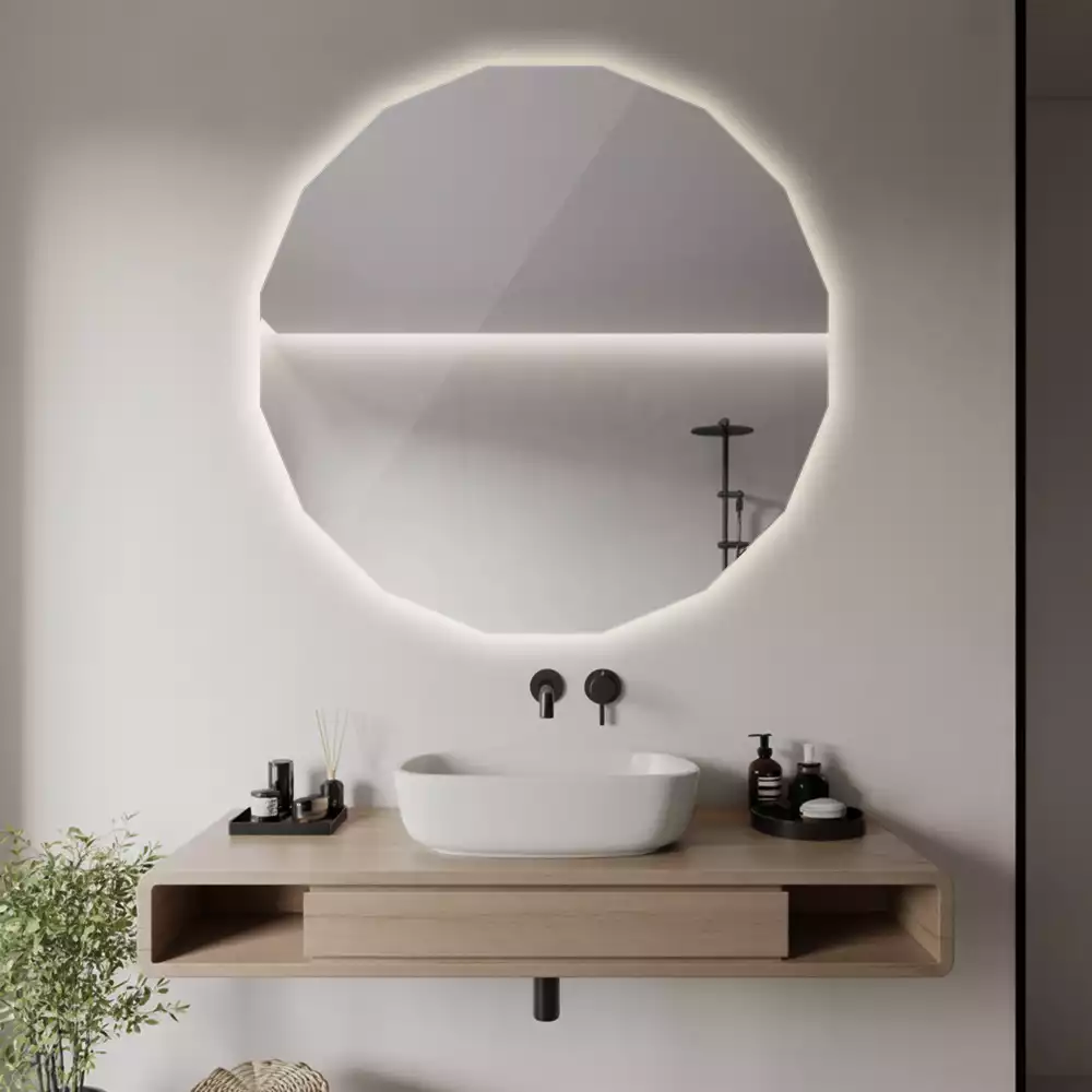 Oglindă geometrică de perete cu iluminare