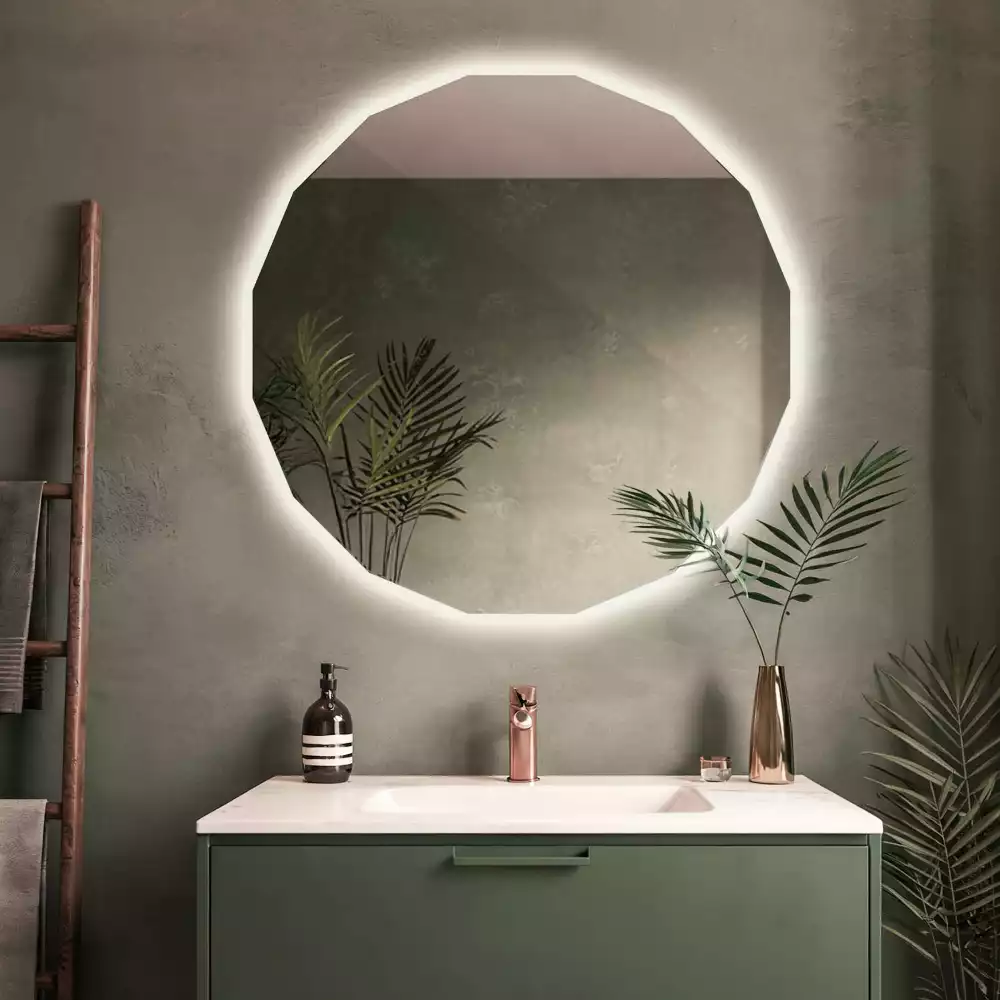 Oglindă geometrică de perete cu iluminare