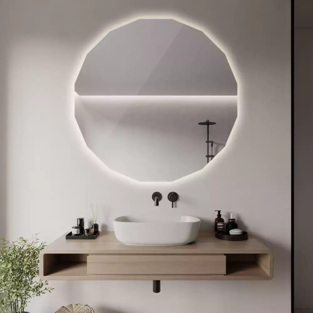 Oglindă geometrică de perete cu iluminare