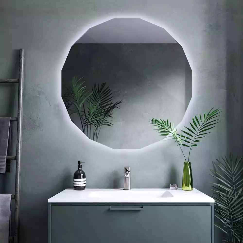 Oglindă geometrică de perete cu iluminare