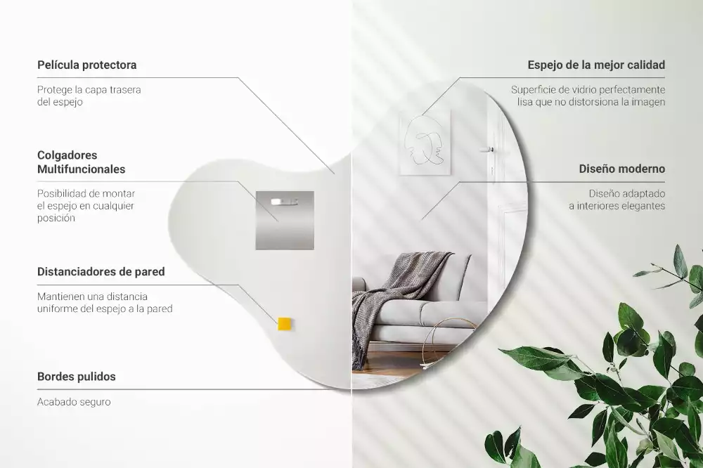 Oglindă decorativă suspendată cu formă organică