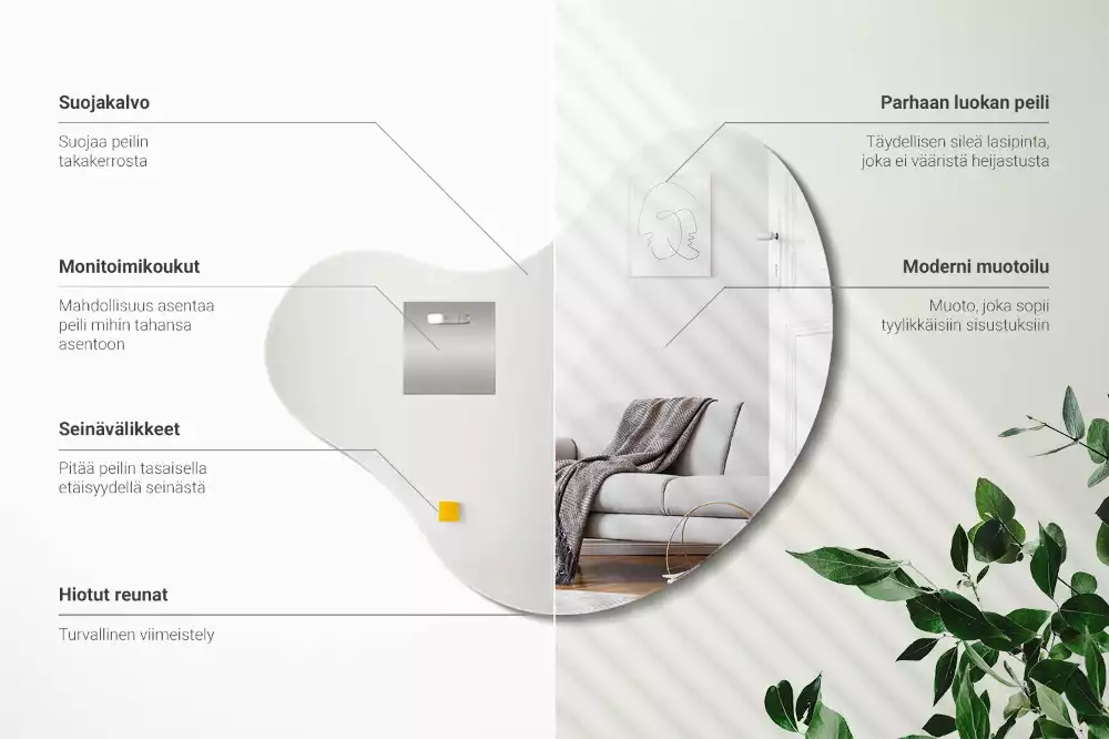 Oglindă decorativă suspendată cu formă organică