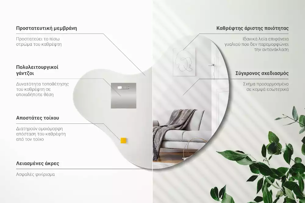 Oglindă decorativă suspendată cu formă organică