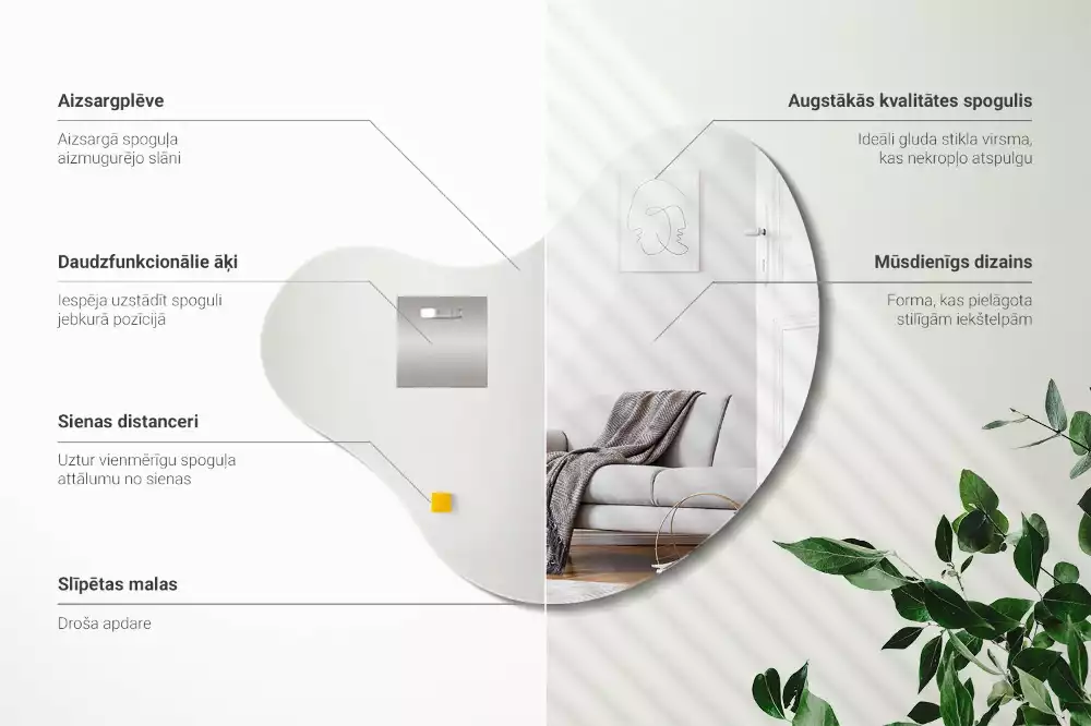 Oglindă decorativă suspendată cu formă organică