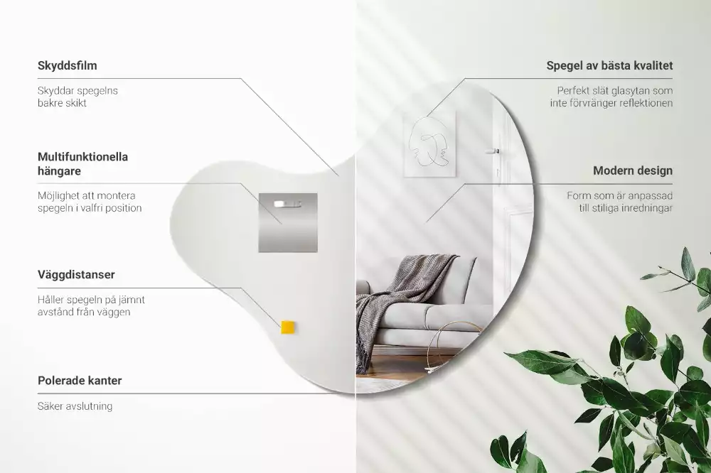 Oglindă decorativă suspendată cu formă organică