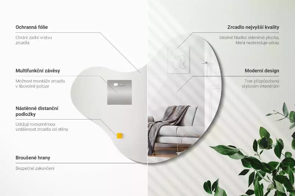 Oglindă decorativă suspendată cu formă organică