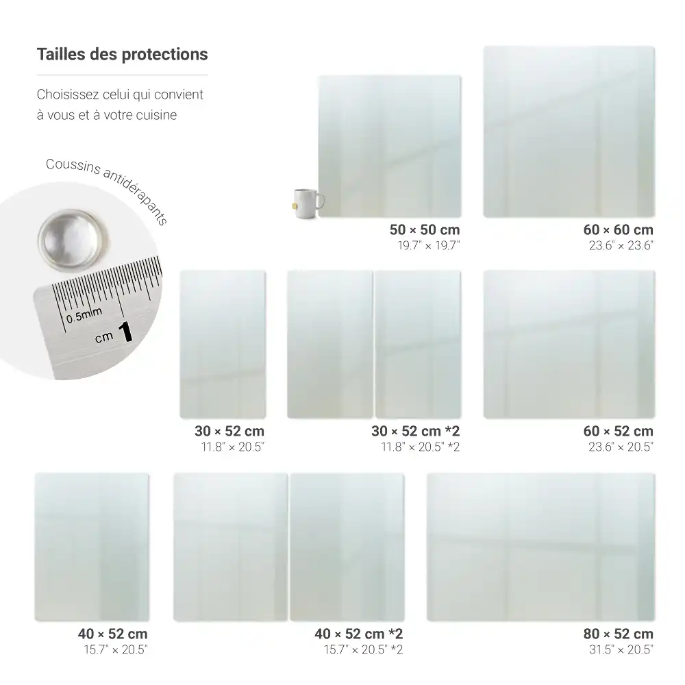 Placă dublă din sticlă semitransparentă pentru protecția plitei