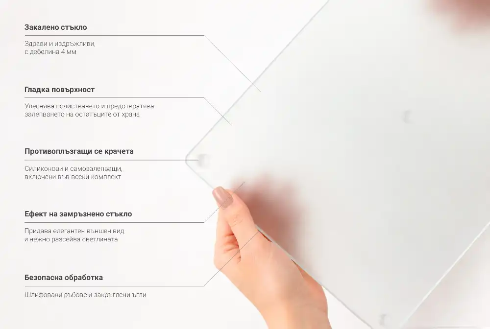 Panou de protecție pentru perete din sticlă semitransparentă dreptunghiulară